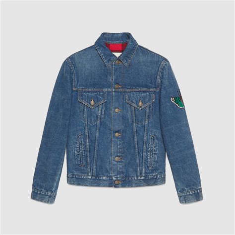 mens gucci denim jacket replica|gucci denim jacket men large.